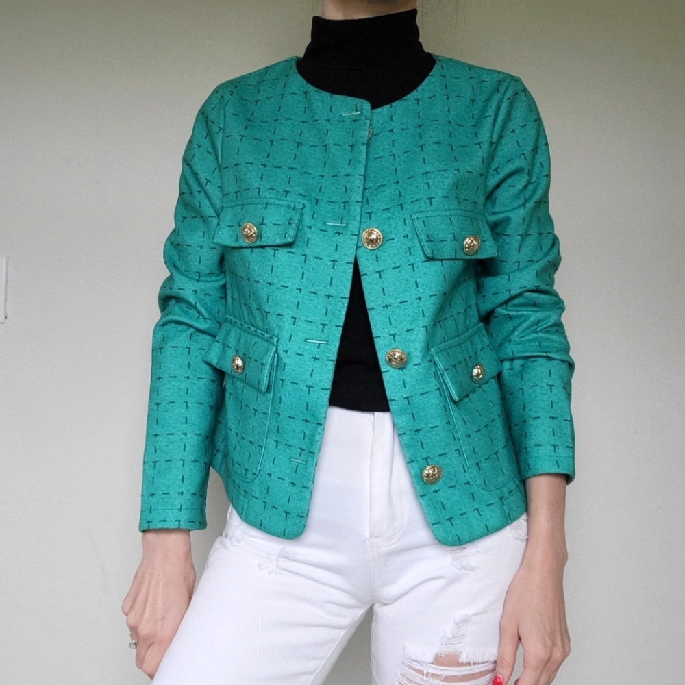 Green Blazer Jacket Koandaily Size S golden buttons